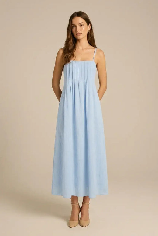 Avoria | Pleated Midi Dress Wedding Guest Elegant Summer Fit