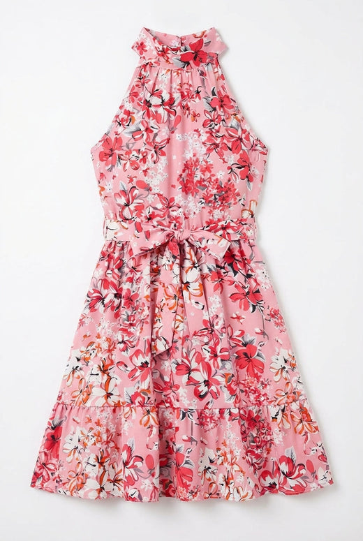 Avoria | Lightweight Floral Halter Mini Dress Women’s Summer Outfit