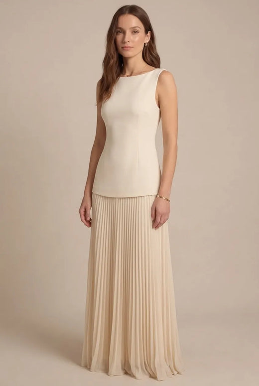 Avoria | Women’s Ivory Sleeveless Wedding Guest Maxi Dress